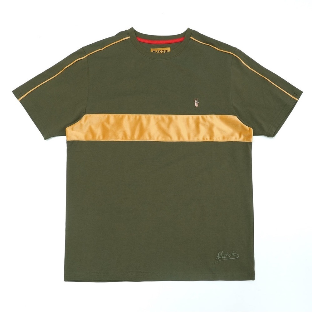 Sz 3XL  M308 MAKOBI CORE TEE W/ CONTRAST VELVET- OLIVE